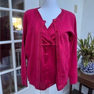 Talbots Vibrant Red Cardigan and Top Set